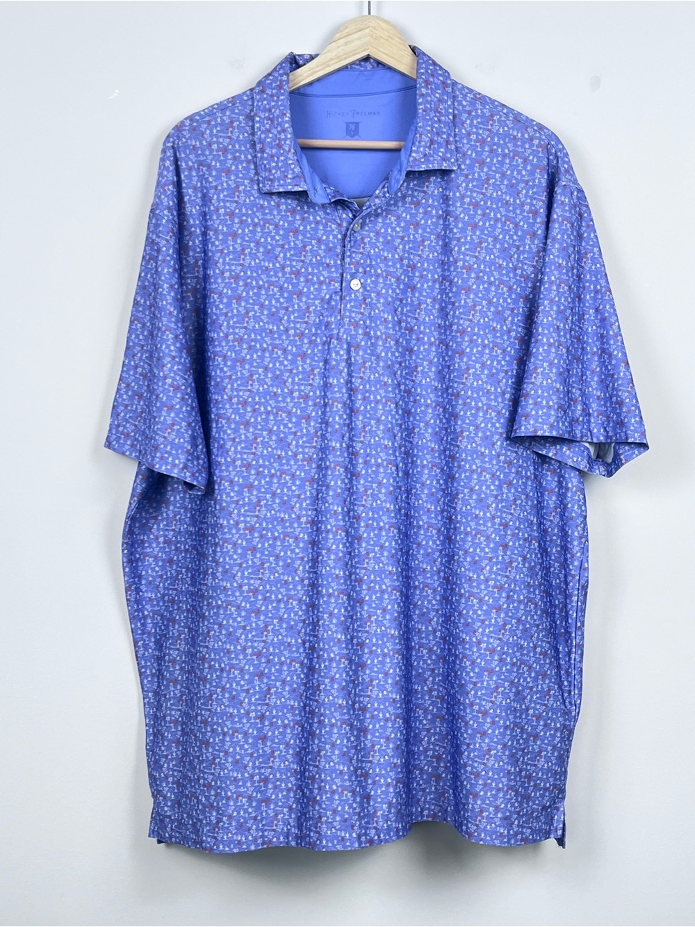 Hickey Freeman Men's Performance Stretch Desert Theme AOP Golf Polo Size XL